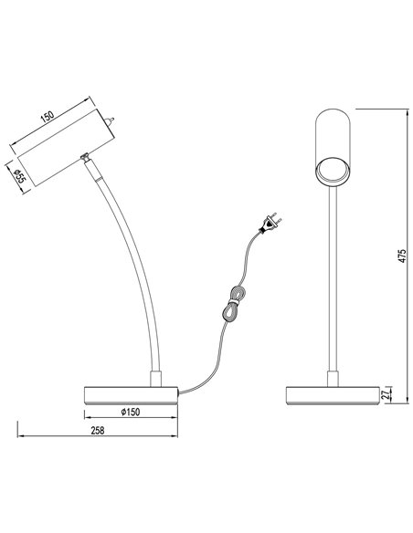 Lámpara de escritorio Antia – AJP – Pantalla orientable, 2 colores