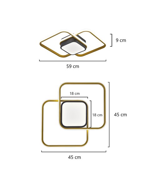 Plafón de techo Ares – AJP – Diseño minimalista dorado, LED