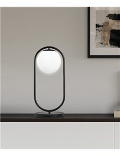 Lámpara de mesa Eliot – AJP – Diseño moderno tipo bola, acabado negro