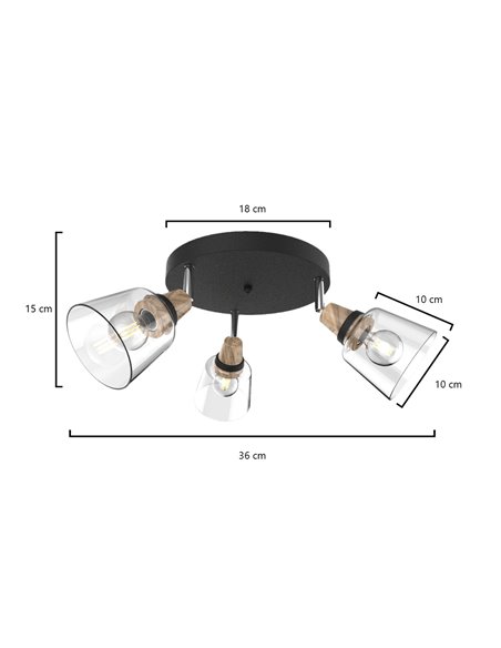 Plafón de techo Indigo – AJP – Lámpara redonda con 3 focos orientables