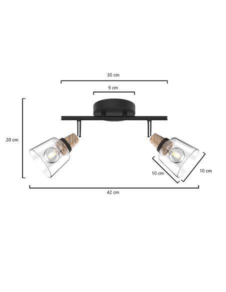 Lámpara de techo Indigo – AJP – 2 focos orientables de cristal