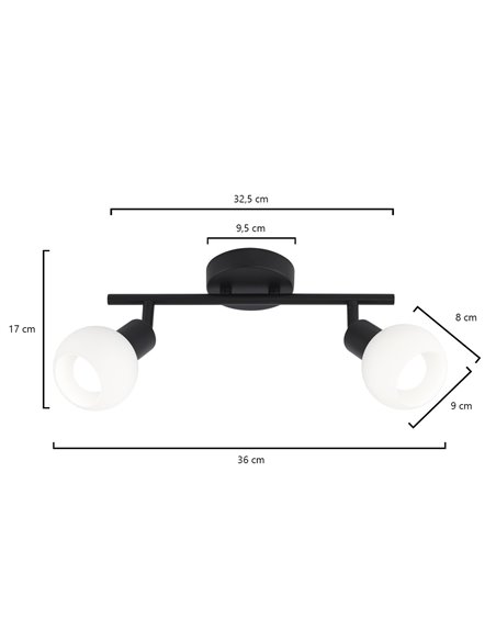 Lámpara de techo Opal – AJP – Regleta con 2 luces en 3 colores