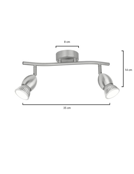 Lámpara regleta de techo Bala – AJP – Lámpara con 2 luces orientable