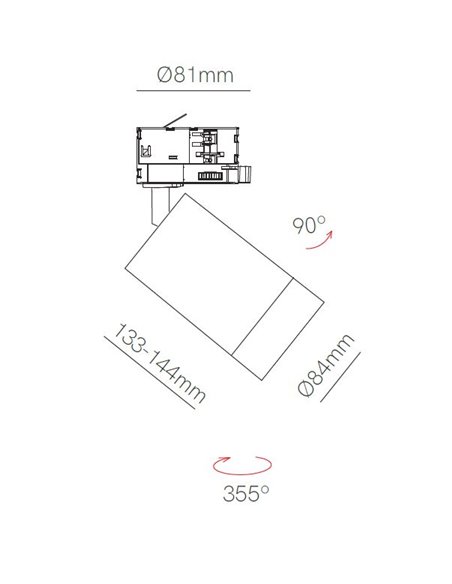 Foco de carril trifásico Crown – Beneito & Faure – Lámpara orientable en blanco o negro