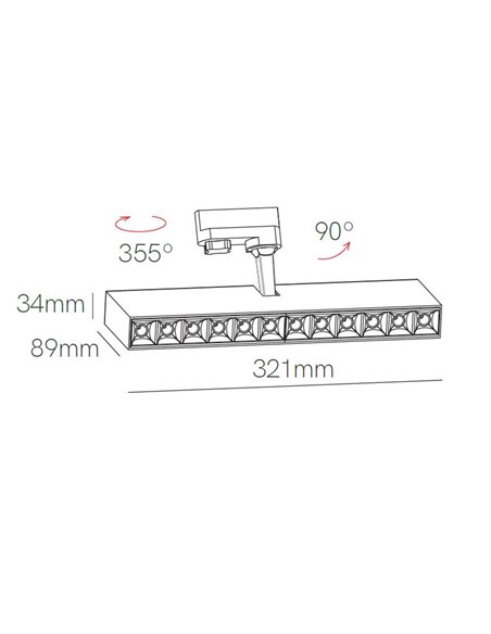 Foco de carril trifásico Alfa – Beneito & Faure- Lámpara LED orientable