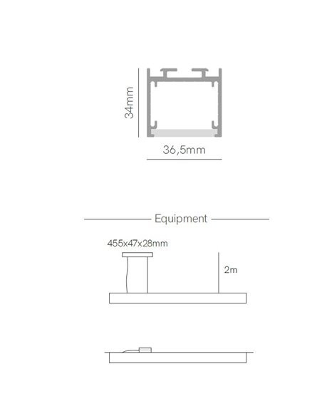 Lámpara colgante o de superfcie Kubo – Beneito & Faure – Lámpara lineal LED