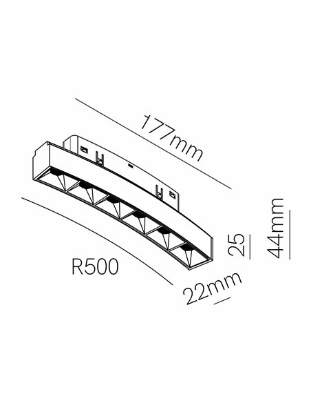 Lámpara para carril magnético Curve Tram 48V – Beneito & Faure – Lámpara LED 6W