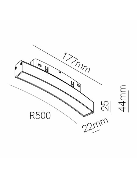 Foco de carril magnético Curve Line 48V – Beneito & Faure – Lámpara LED 8W