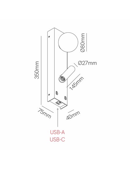 Lámpara de pared Sphere – Beneito & Faure – Lámpara esférica con lector