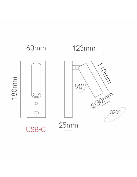 Lámpara de pared Pure – Beneito & Faure – Lámpara de lectura orientable