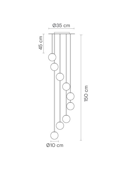 Lámpara colgante Royal Spiral - Robin - Diseño minimalista decorativo, 9 luces de alabastro