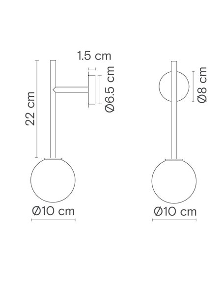 Aplique de pared Royal Arm - Robin - Lámpara de pared dorada, pantalla de alabastro