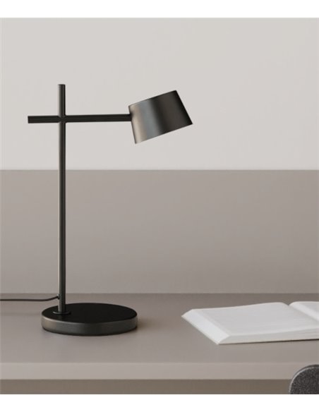 Lámpara de Mesa Nera - Aromas - Lámpara de lectura LED regulable 3000K, estilo moderno y minimalista, color negro acero