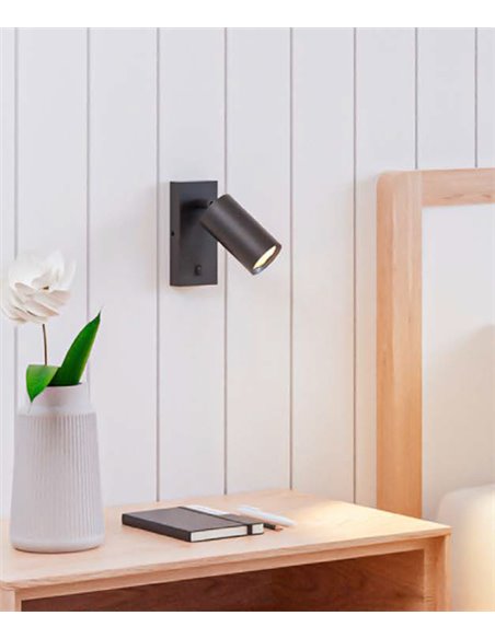 Aplique de pared Era – FORLIGHT – Lámpara de lectura blanca o negra, LED 8W IP20