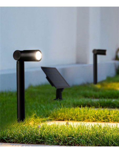 Lámpara baliza de exterior solar Lis - FORLIGHT - Lámpara negra, LED 3000K IP44