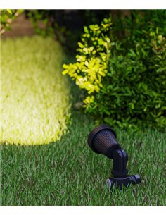 Lámpara estaca de exterior Tidian – FORLIGHT – Proyector de suelo negro, GU10 IP65, Apto para ambientes salinos
