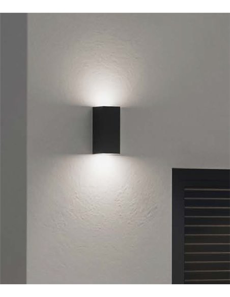 Aplique de pared de exterior Cube – FORLIGHT – Lámpara de acero moderna en gris o negro, Altura: 22 cm, GU10 IP44