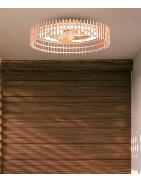 Plafón Ventilador de techo con luz Bambu - FORLIGHT - Ventilador de madera DC, LED color regulable