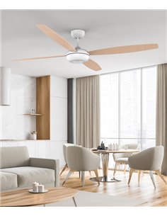 Ventilador de techo sin luz  Kudari - FORLIGHT - Ventilador grande, 4 palas color reversible blanco/madera