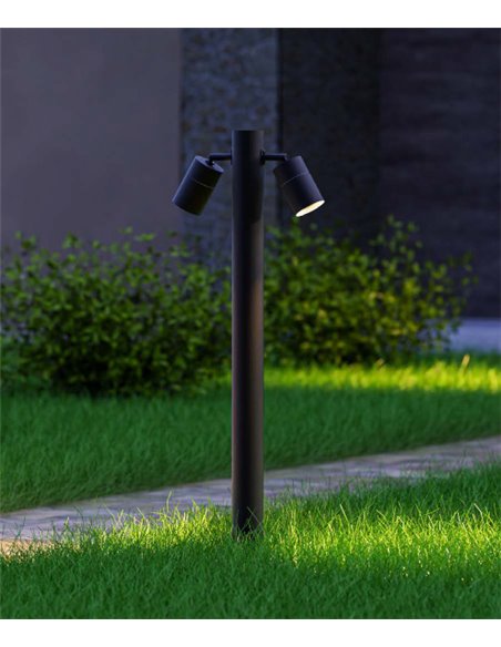 Baliza de exterior Pixa – FORLIGHT – Lámpara de acero inoxidable negra, GU10 IP44, Altura: 81 cm