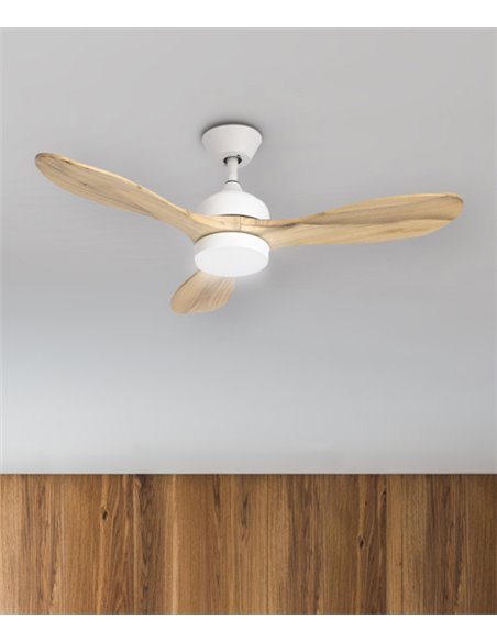 Ventilador con luz Calar - FORLIGHT - Motor DC, palas de madera, LED regulable