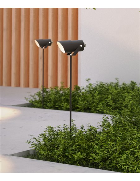 Proyector de exterior Ousia - FORLIGHT - Lámpara con estaca negra, IP65
