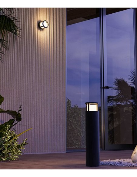 Lámpara de pared One - FORLIGHT - Aplique de exterior LED, formato circular, negro