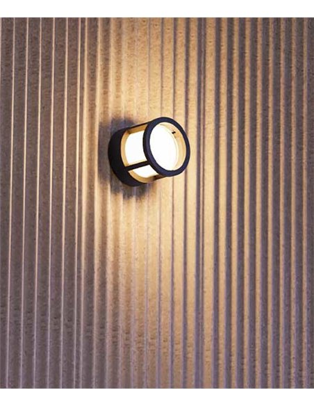 Lámpara de pared One - FORLIGHT - Aplique de exterior LED, formato circular, negro
