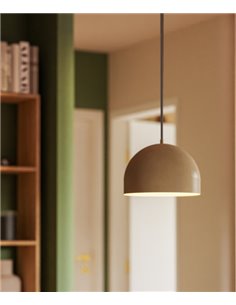 Lámpara colgante Fres - FORLIGHT - Pantalla semiovalada beige, Ø 30 cm
