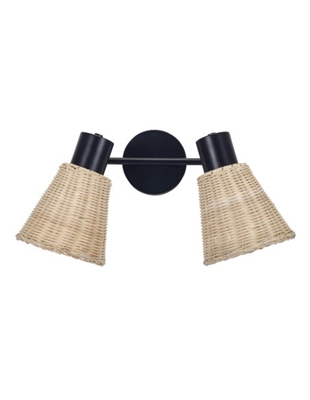 Aplique de pared Nature Double - FORLIGHT - Lámpara de con 2 pantallas de ratán orientables