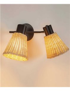 Lámpara de pared y techo Nature Double - FORLIGHT - Lámpara de con 2 pantallas de ratán orientables