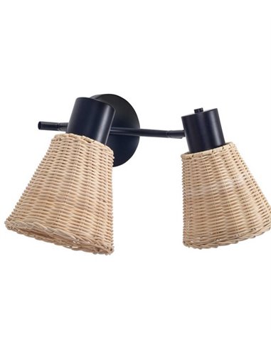 Aplique de pared Nature Double - FORLIGHT - Lámpara de con 2 pantallas de ratán orientables