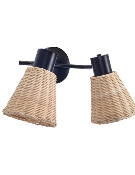 Aplique de pared Nature Double - FORLIGHT - Lámpara de con 2 pantallas de ratán orientables