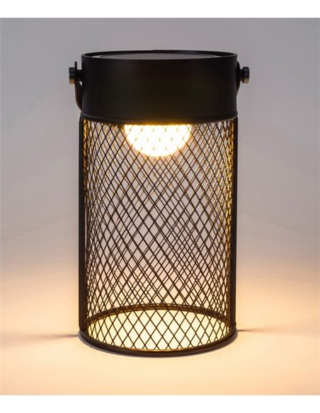 Lámpara portátil solar Rorer - FORLIGHT - Lámpara jaula negra, LED regulable
