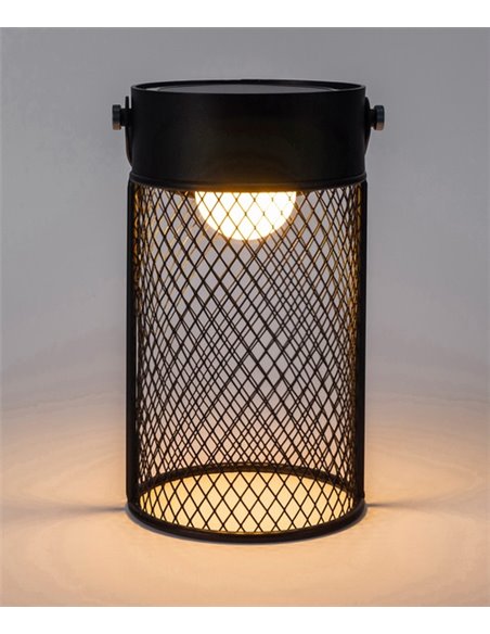 Lámpara portátil solar Rorer - FORLIGHT - Lámpara jaula negra, LED regulable