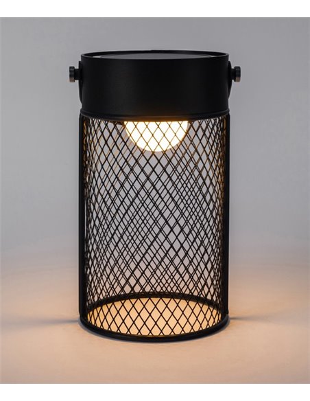 Lámpara portátil solar Rorer - FORLIGHT - Lámpara jaula negra, LED regulable