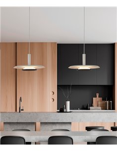 Lámpara colgante Tina – Mantra – Lámpara LED platillo blanco y negro