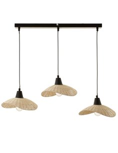 Lámpara colgante  Kasteli - IDP Lampshades - Diseño lineal con 3 luces, lámpara de mimbre 2