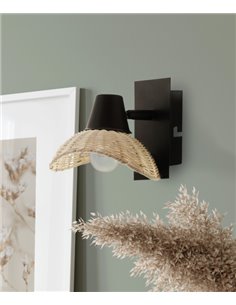 Aplique de pared Kasteli - IDP Lampshades - Pantalla de mimbre, lámpara decorativa