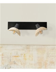 Aplique de pared Kasteli - IDP Lampshades - Lámpara con 2 pantallas de mimbre