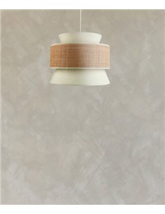 Lámpara colgante de techo Salomon – IDP Lampshades – Diseño natural, pantalla de lino y rafia