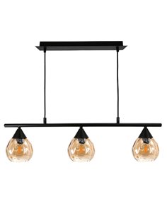 Lámpara colgante Daiki - IDP Lampshades - Lámpara lineal con 3 pantallas de cristal ámbar 2