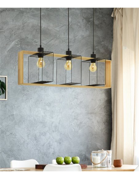 Lámpara colgante Raffaela - IDP Lampshades - Lámpara lineal con 3 luces