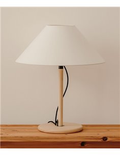 Lámpara de mesa Clasica - Luxcambra - Pantalla de pergamino y base de madera