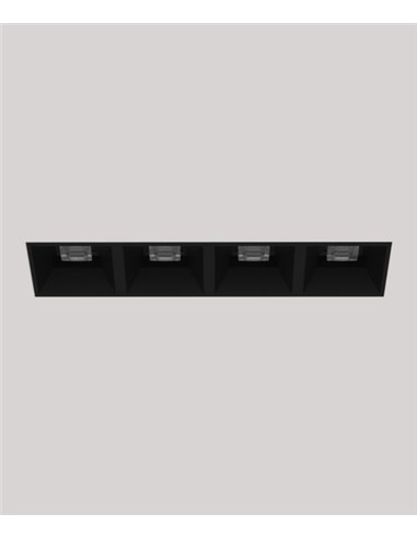 Empotrable de techo Dark - Onok - Foco frameless negro, 4 luces LED