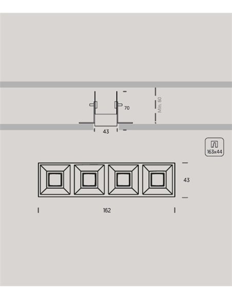 Empotrable de techo Dark - Onok - Foco frameless negro, 4 luces LED