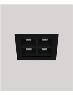 Foco empotrable Dark - Onok - Diseño negro cuadrado, 4 luces LED
