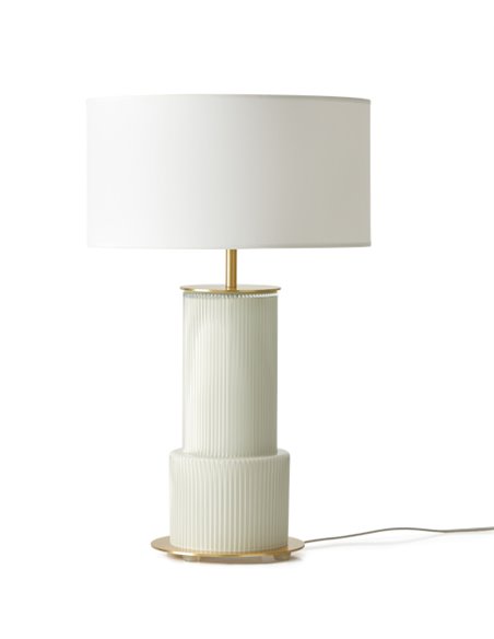 Lámpara de mesa Atina - Aromas - Lámpara de cristal verde mole, Pantalla blanca incluida