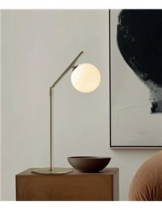 Lámpara de mesa Endo - Aromas. Lámpara tipo bola, Metal+vidrio soplado, LED 2700K