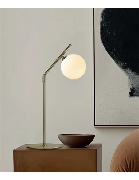 Lámpara de mesa Endo - Aromas. Lámpara tipo bola, Metal+vidrio soplado, LED 2700K